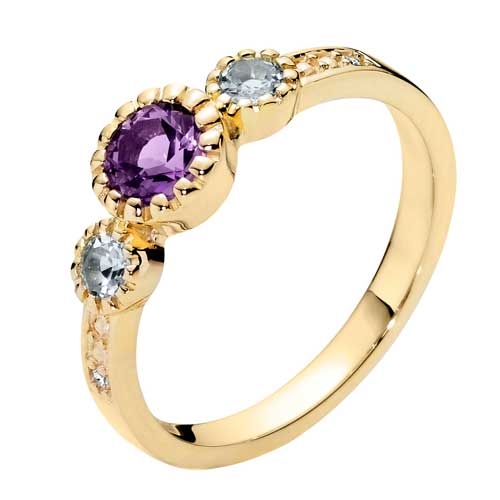 Ring Guld Med Topas Ametyst Diamant - Fingerringe
