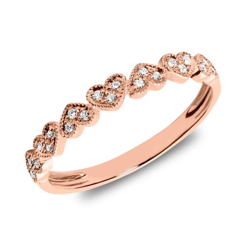 Rosa Ring Guld Med Hjerter Diamanter - Fingerringe