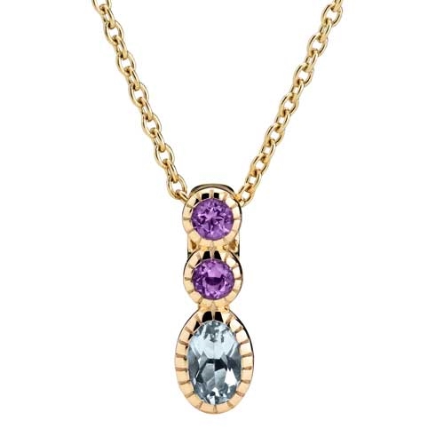 Collier Guld Med Ametyst Topaz - Halskæder