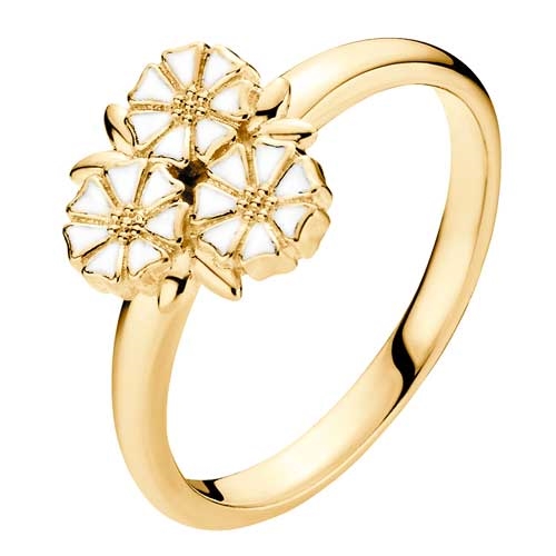Lund Marguerit Ring Forgyldt Sølv Med Margueritter Blade - Fingerringe