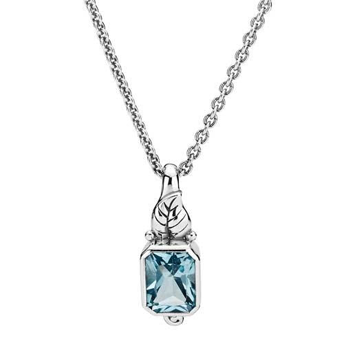 Collier Oxyderet Sølv Med Blå Topaz Blad - Halskæder
