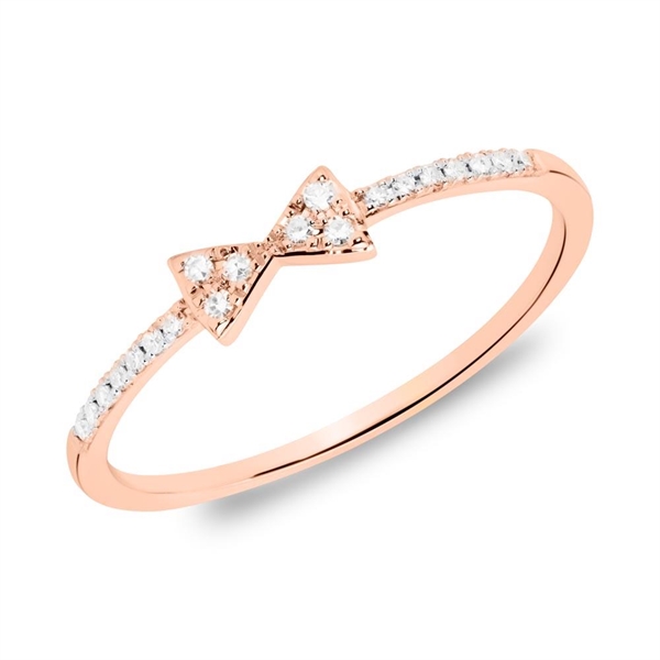 Rosa Ring Guld Med Diamantbesat Sløjfe - Fingerringe