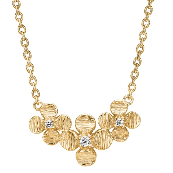 Collier Guld Med Blomster Zirkoniasten - Halskæder