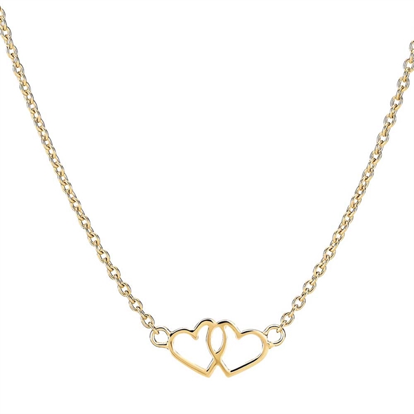 Guld Collier Med Hjerter - Halskæder
