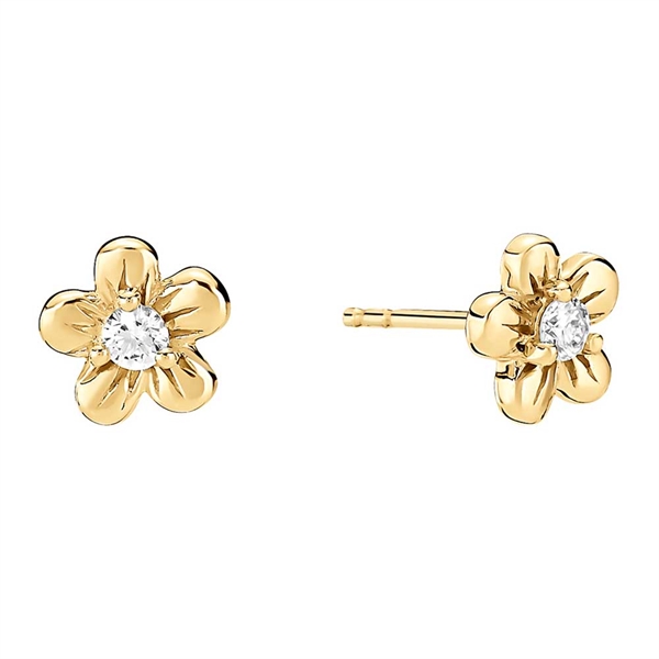 Guld ørestikker Med Blomster Diamanter - Ørestikkere
