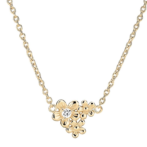 Collier Guld Med Blomster Diamant - Halskæder