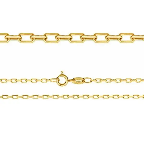 Guld Halskæde Anker Facet Kæde Forgyldt Sterlingsølv - Silveks Halskæder  - 05740034034767