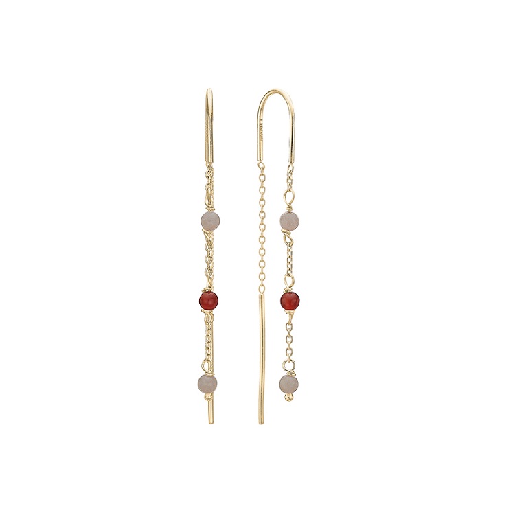 Pink Aagaard øreringe Med Rød Agat Månesten Forgyldt - Aagaard Øreringe