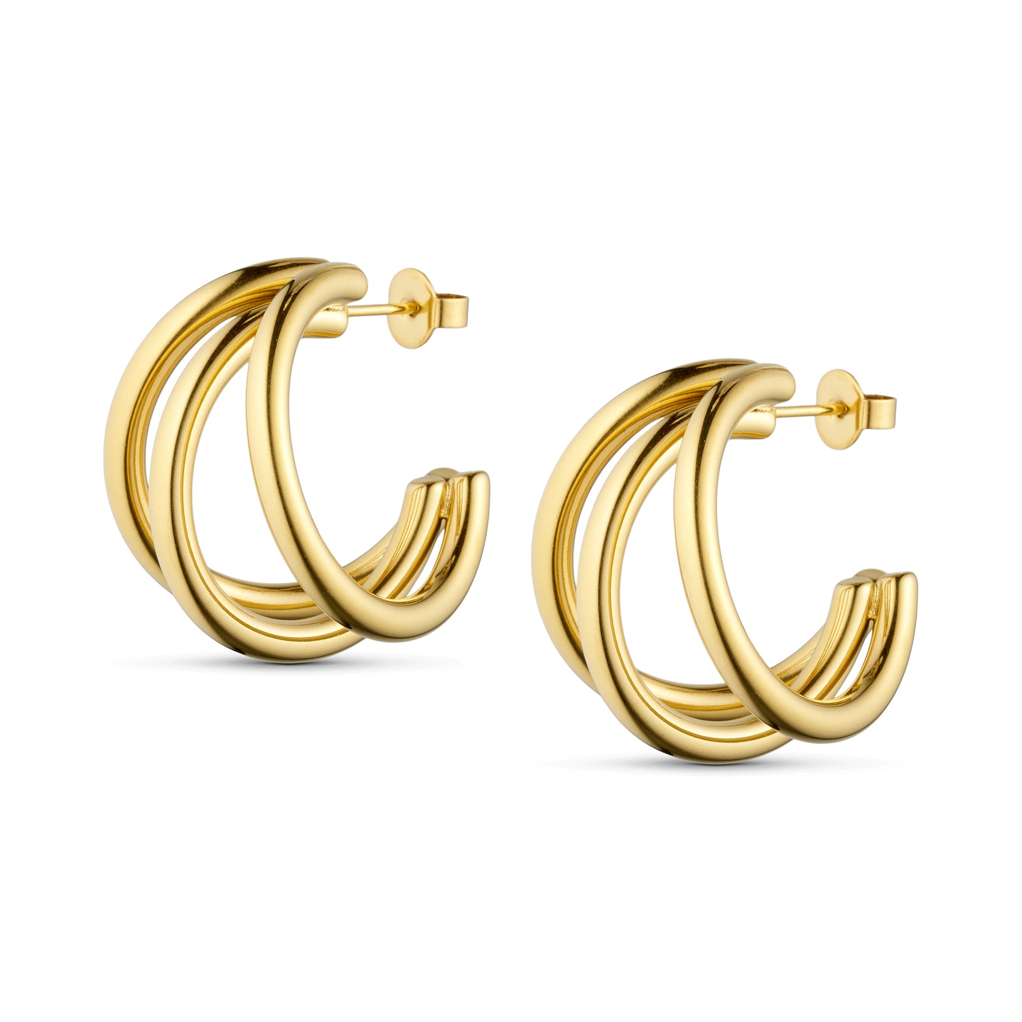 Annebrauner Triple Creole 18k Guldbelagt - Bella Øreringe - 2009388593317