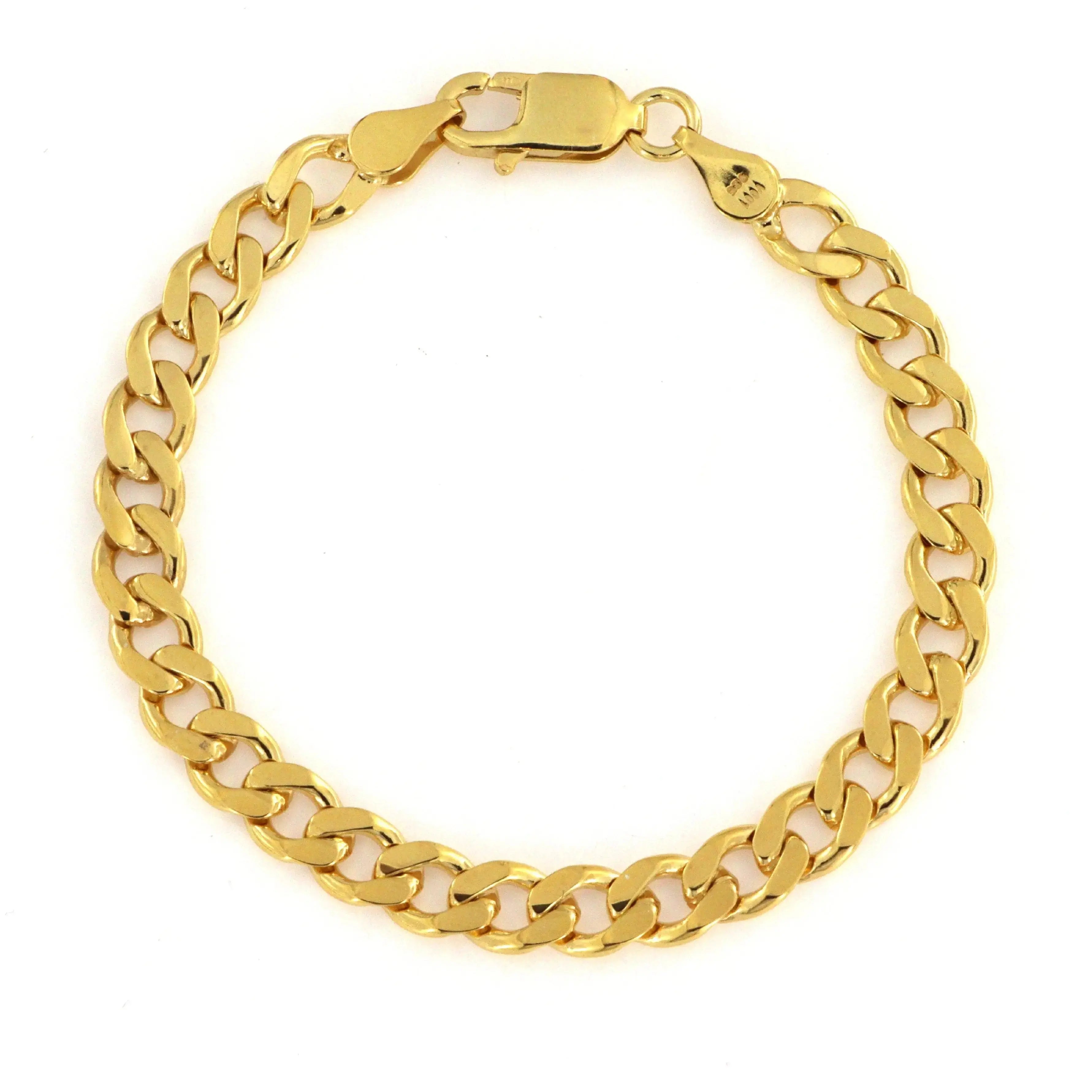 Guld Armbånd Chunky Panser Facet Kæde Forgyldt Sterlingsølv 17cm - Spain Armbånd  - 05740034057926