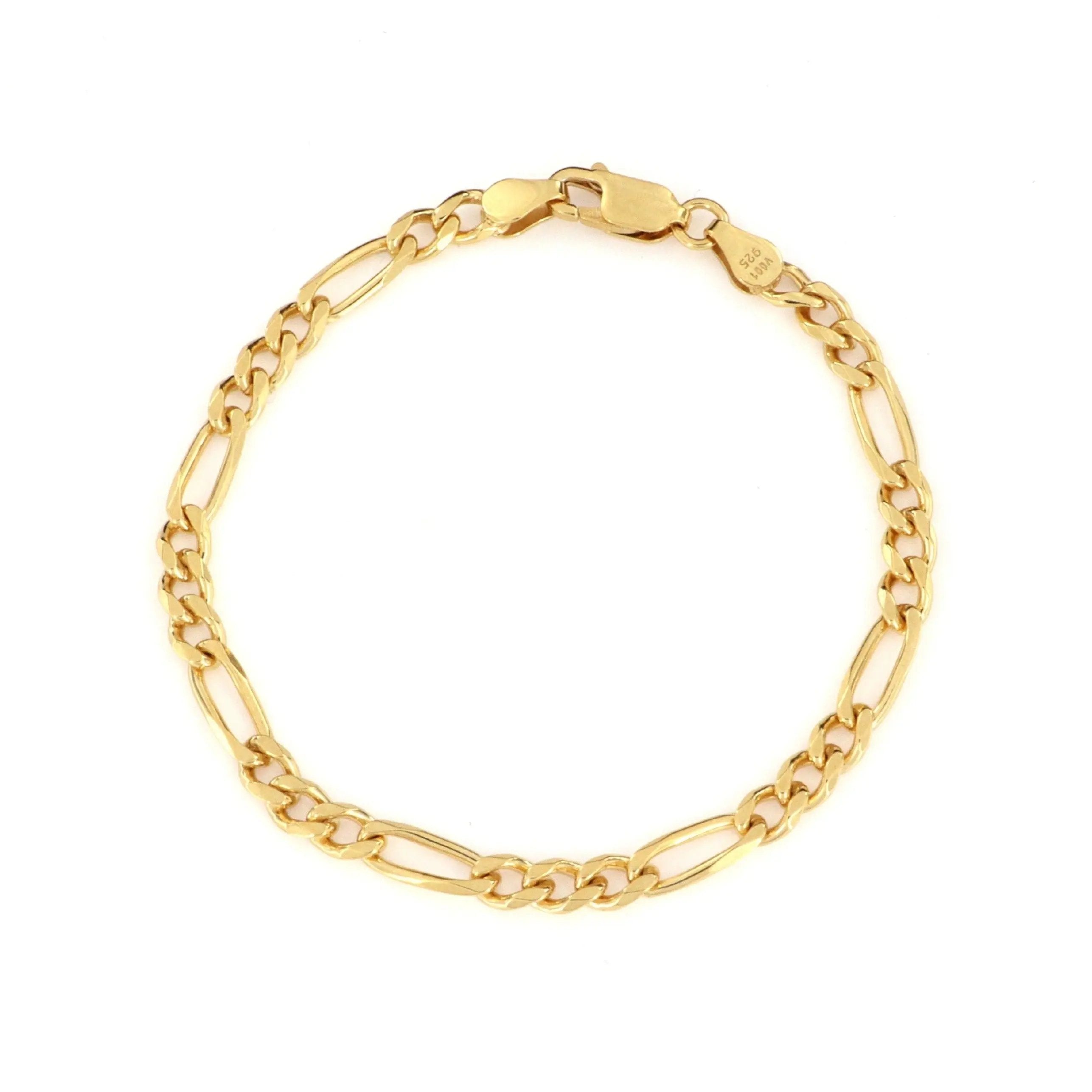 Guld Armbånd Figaro Kæde Forgyldt Sterlingsølv - Spain Armbånd  - 05740034045305