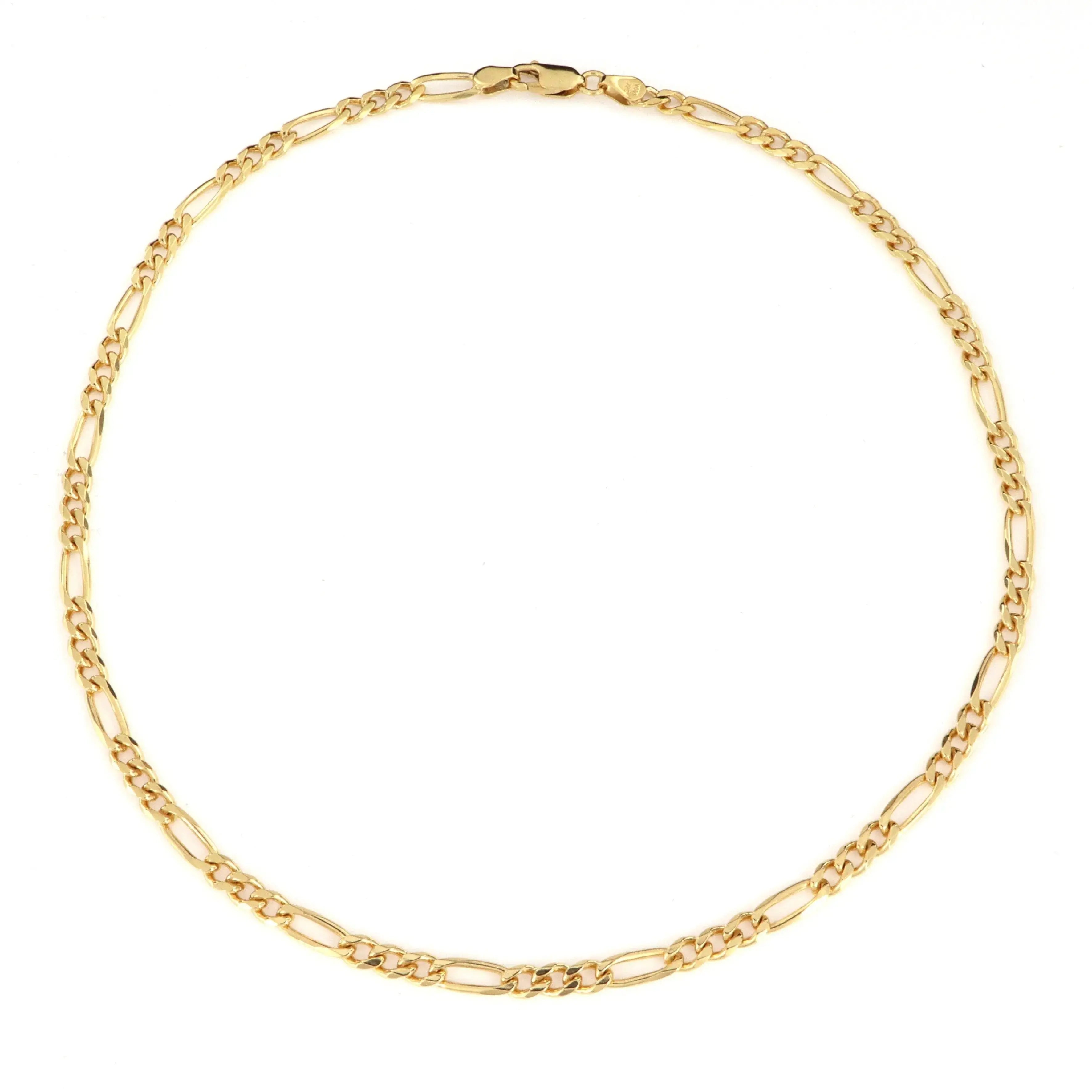 Guld Halskæde Figaro Kæde Forgyldt Sterlingsølv 50cm - Spain Halskæder  - 05740034045343