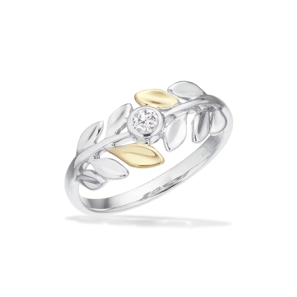 Scrouples Blad Ring Sølv Med Karat Guld Blade 730702 - Scrouples Fingerringe