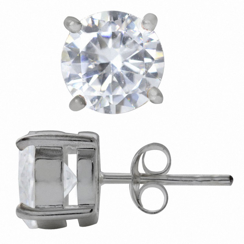 Ørestikker Med Klar Zirkonia Ø8mm Par - Øreringe