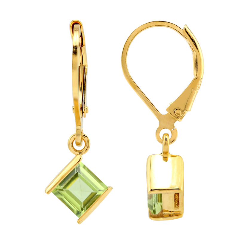 Øreringe Med Peridot 25mm Par Forgyldt - Ørestikkere