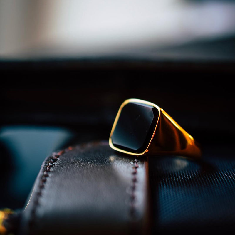Sort Black Onyx Signature Guldtonet Ring Str Herre Northern Legacy - Northernlegacy Fingerringe  - 5740028201182