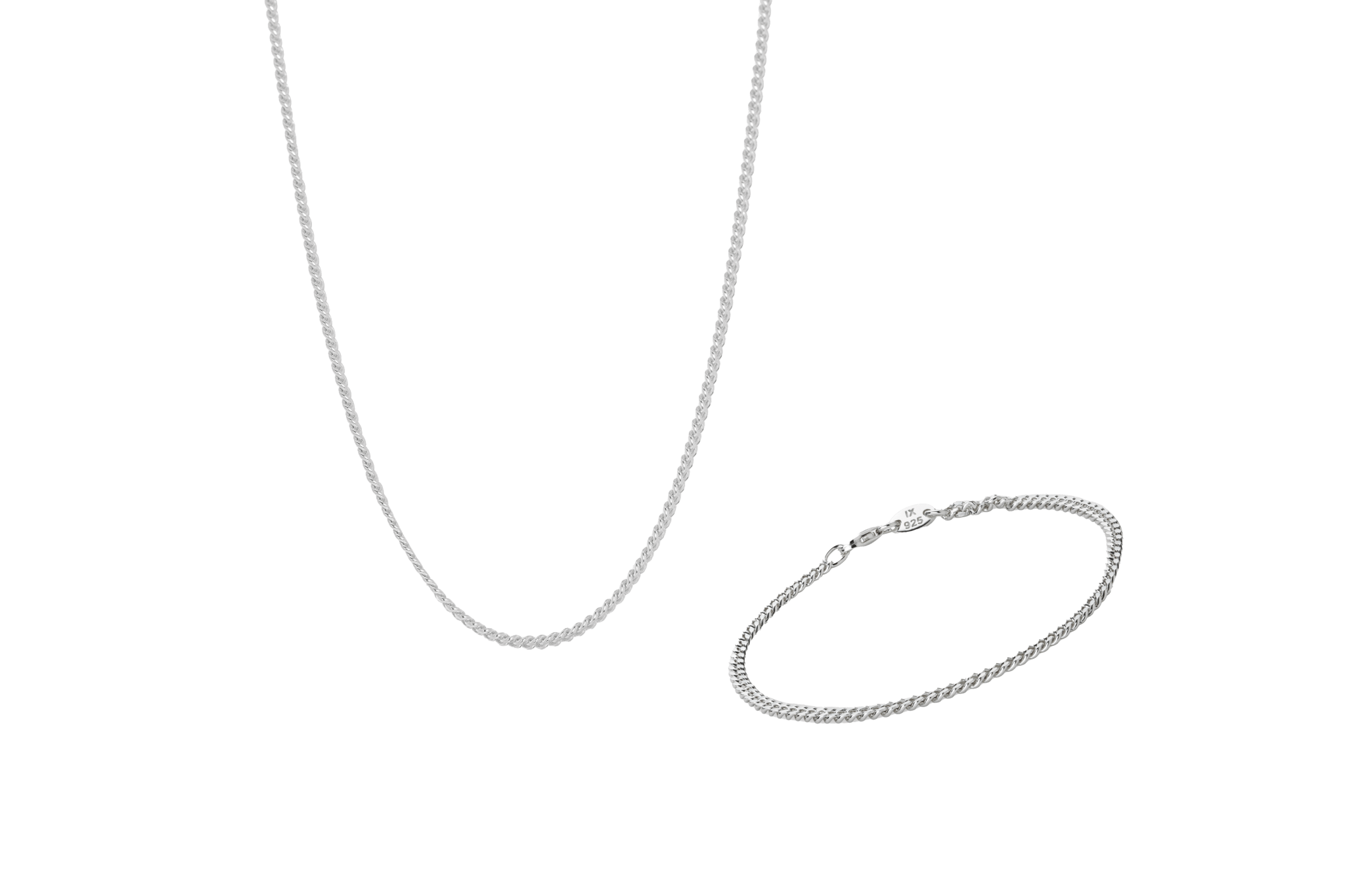 Curb Medi Silver Smykkesæt - Ix Studios Armbånd