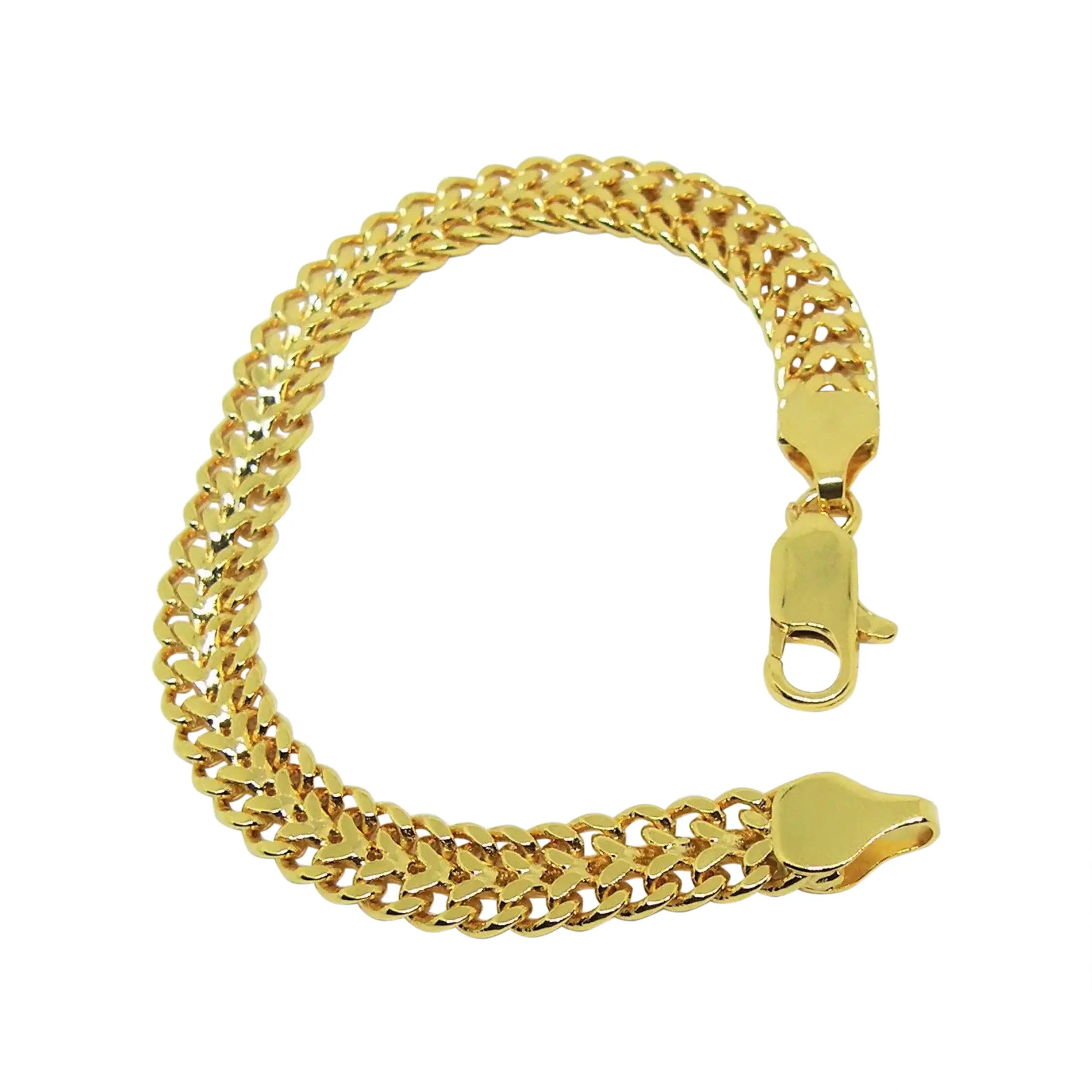Guld Armbånd Dobbelt Panser Facet Kæde Forgyldt Messing - Spain Armbånd  - 05740034091098
