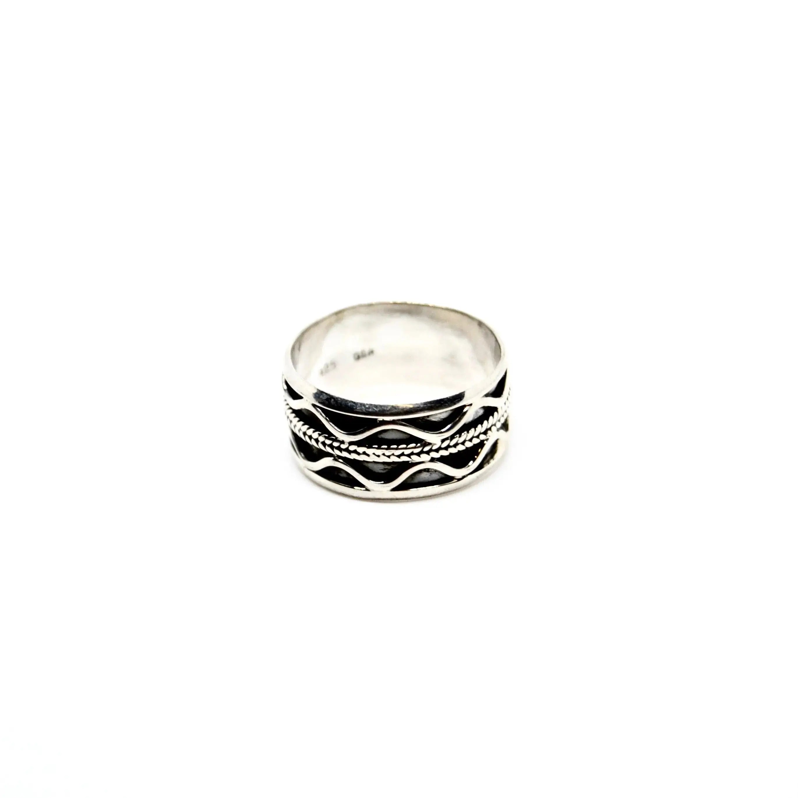 Sølv Fingerring Dobbelt Bølge Sterling Str - Fingerringe  - 05740034058374