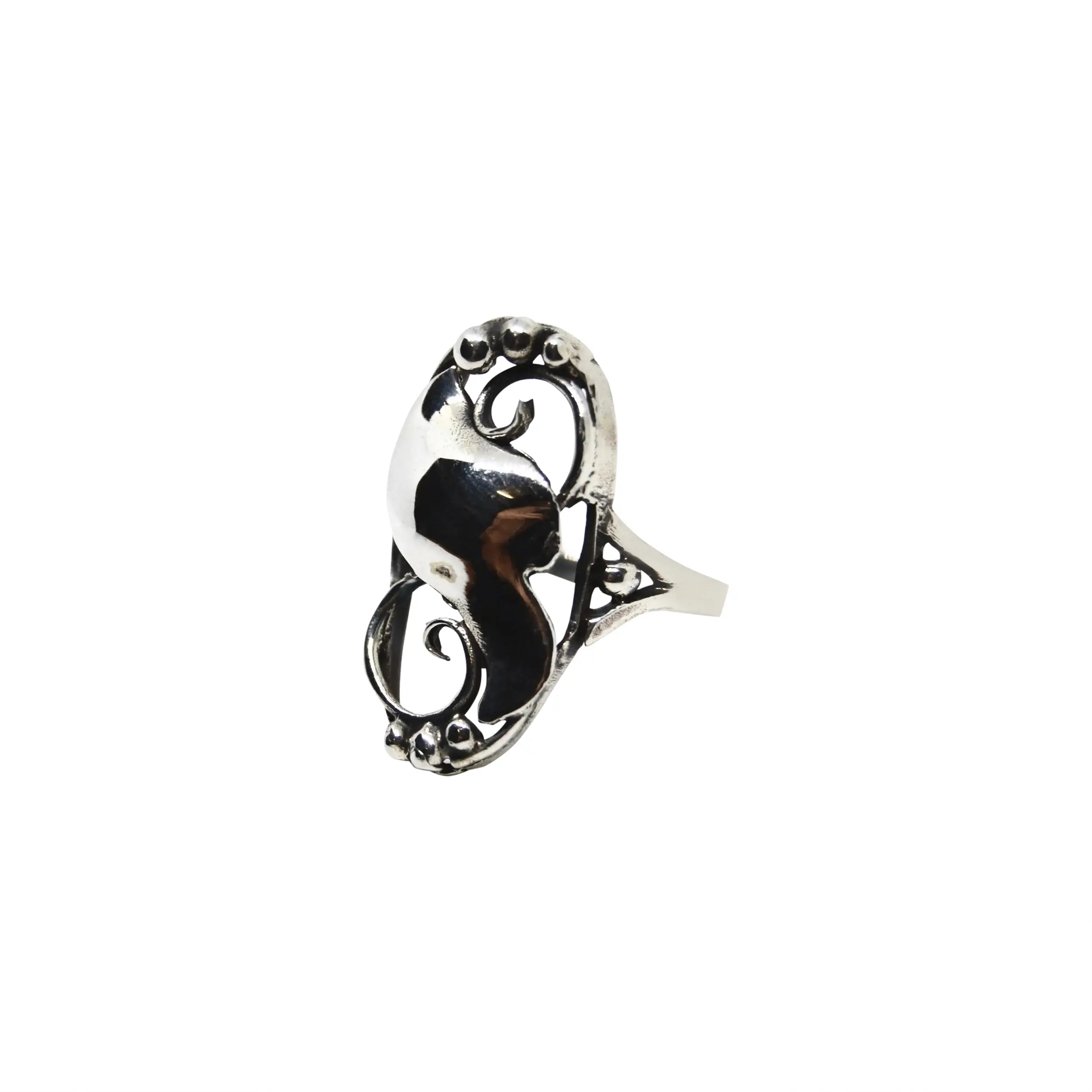 Sølv Fingerring Skønvirke Med Stort Blad Sterling Str - Fingerringe  - 05740034065754