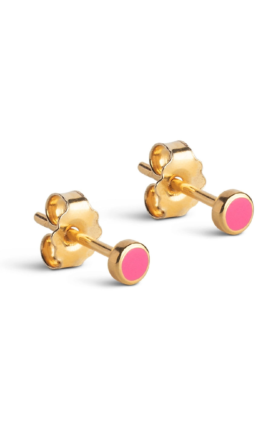 Pink Enamel Copenhagen Øreringe Stud Enamel Dot - Ørestikkere  - 5714274030308