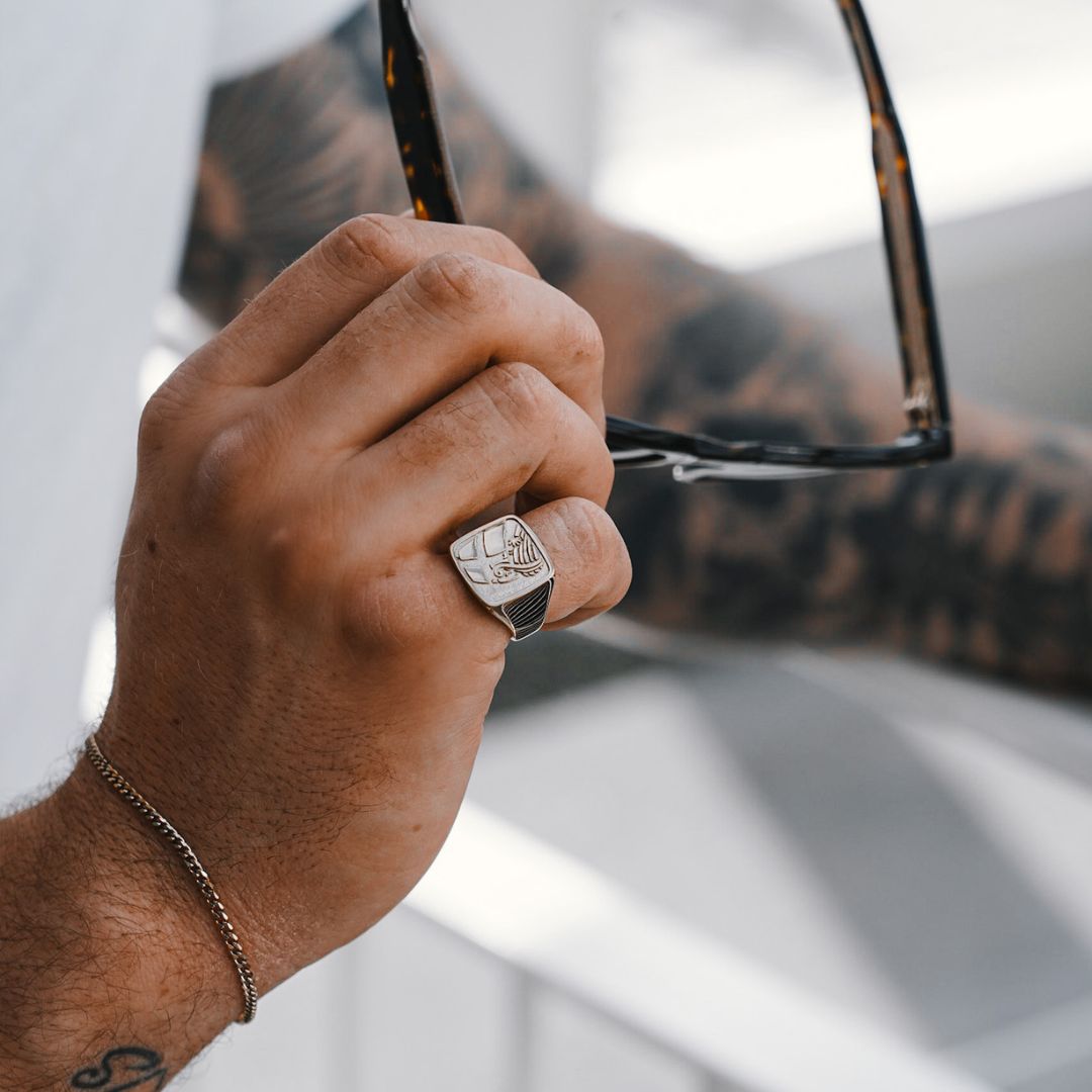 Sølvtonet Legacy Explorer Oversize Signature Ring Str Herre Northern Legacy - Northernlegacy Fingerringe