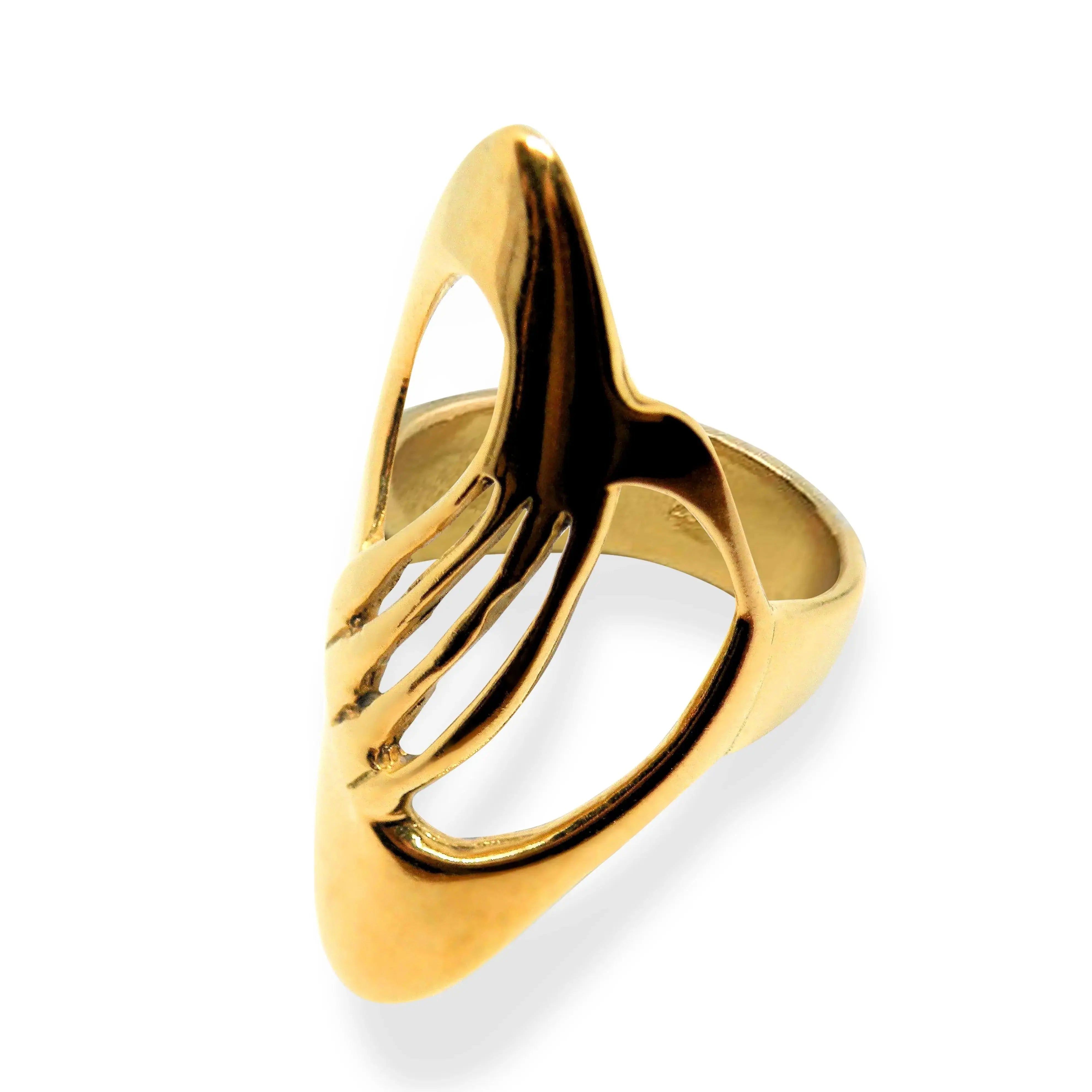 Guld Fingerring Modernistisk Med Lameller Forgyldt Sterlingsølv Str - Fingerringe  - 05740034088616
