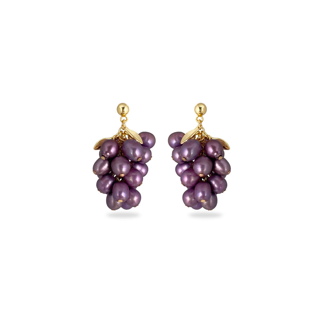 Lilla Sæt Druer Grapeful Purple Sterling Sølv Perler - Szhirley Øreringe