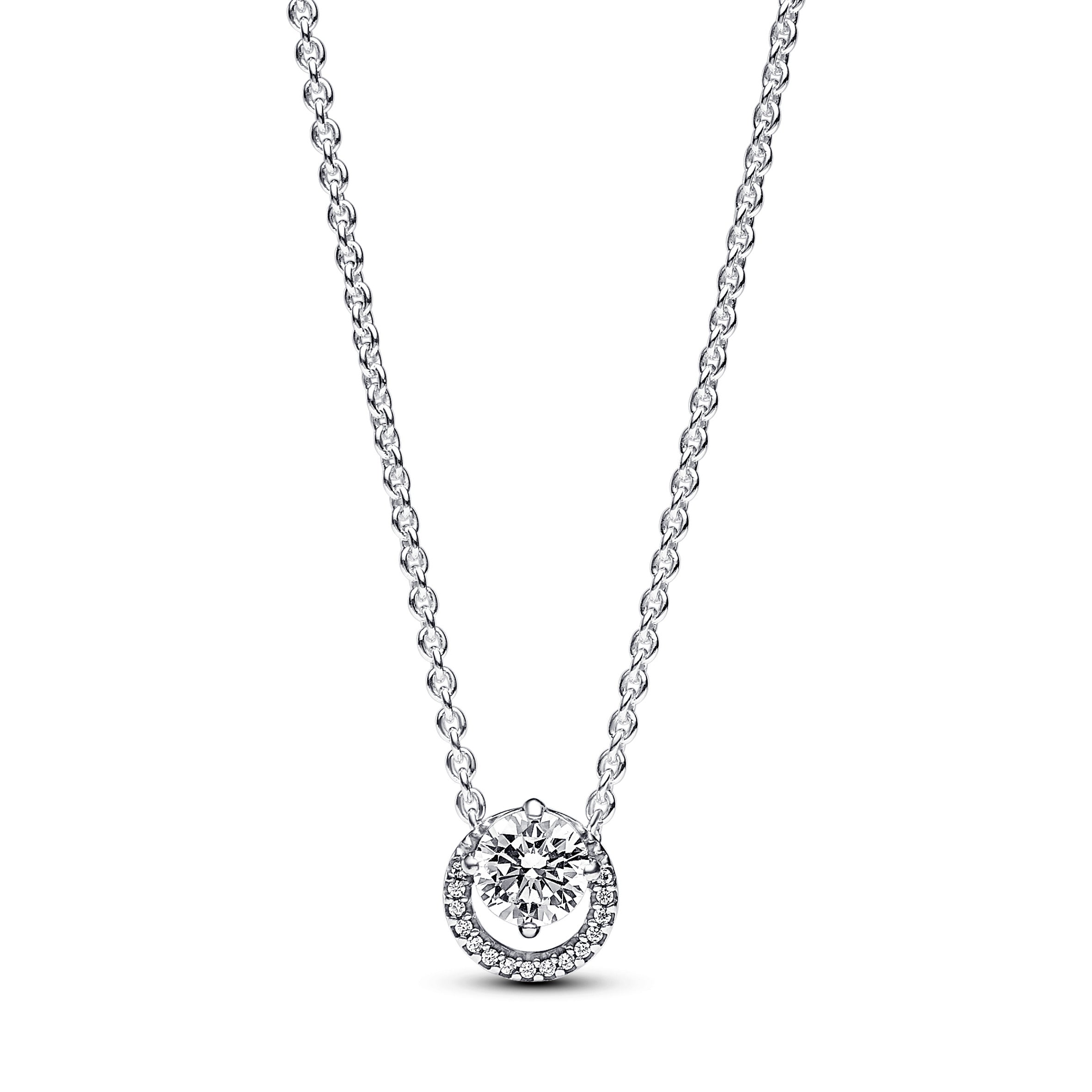 Pandora Funklende Rund Halo Kæde Med Sten Sølv 391174c01 - Pandora Halskæder  - 1233690226934