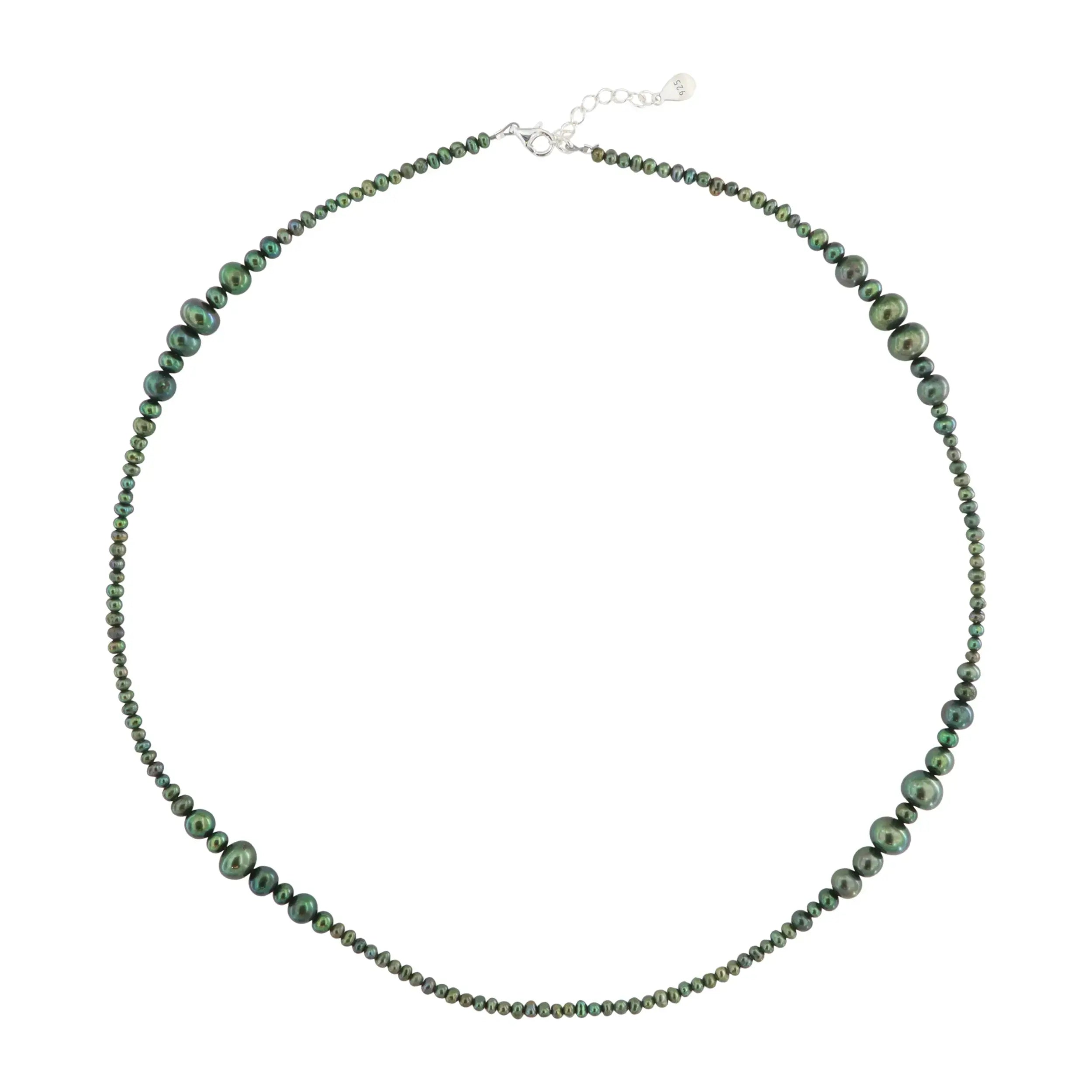 Grøn Halskæde Ne Ferskvandsperler Sterlingsølv 50cm - Boc Halskæder  - 05740034005255