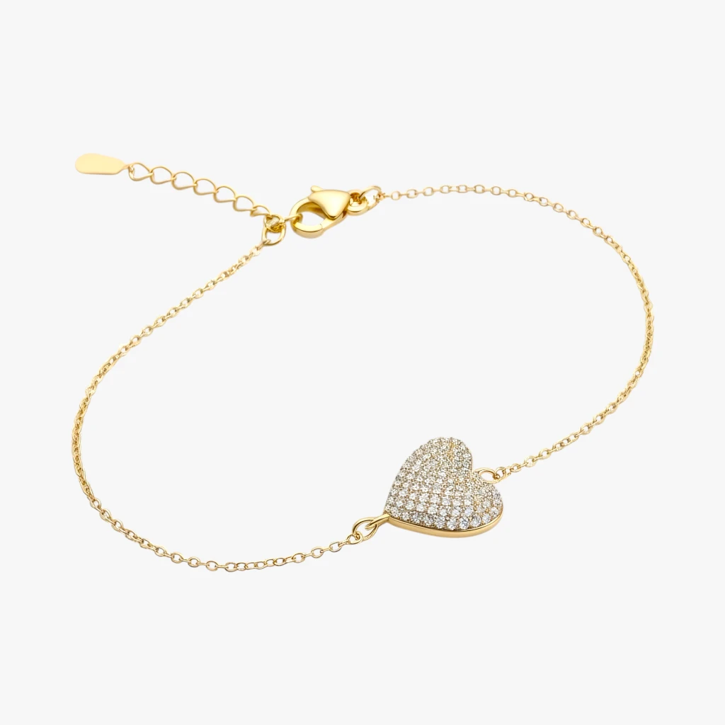 Hjerte Armbånd Zirkoner 18kfg Jewelries - Armbånd