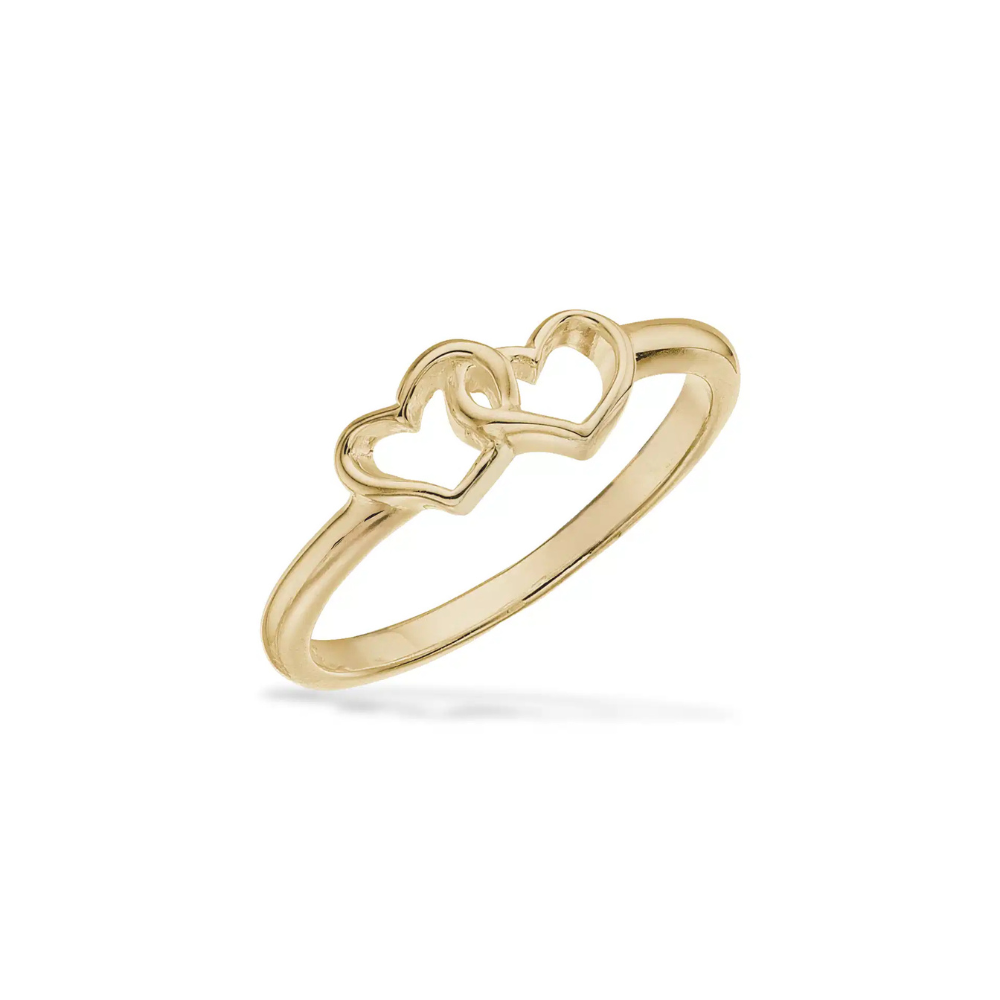 Scrouples Dobbelt Hjerte Pige Ring Guldbelagt Sølv 730742 - Scrouples Fingerringe