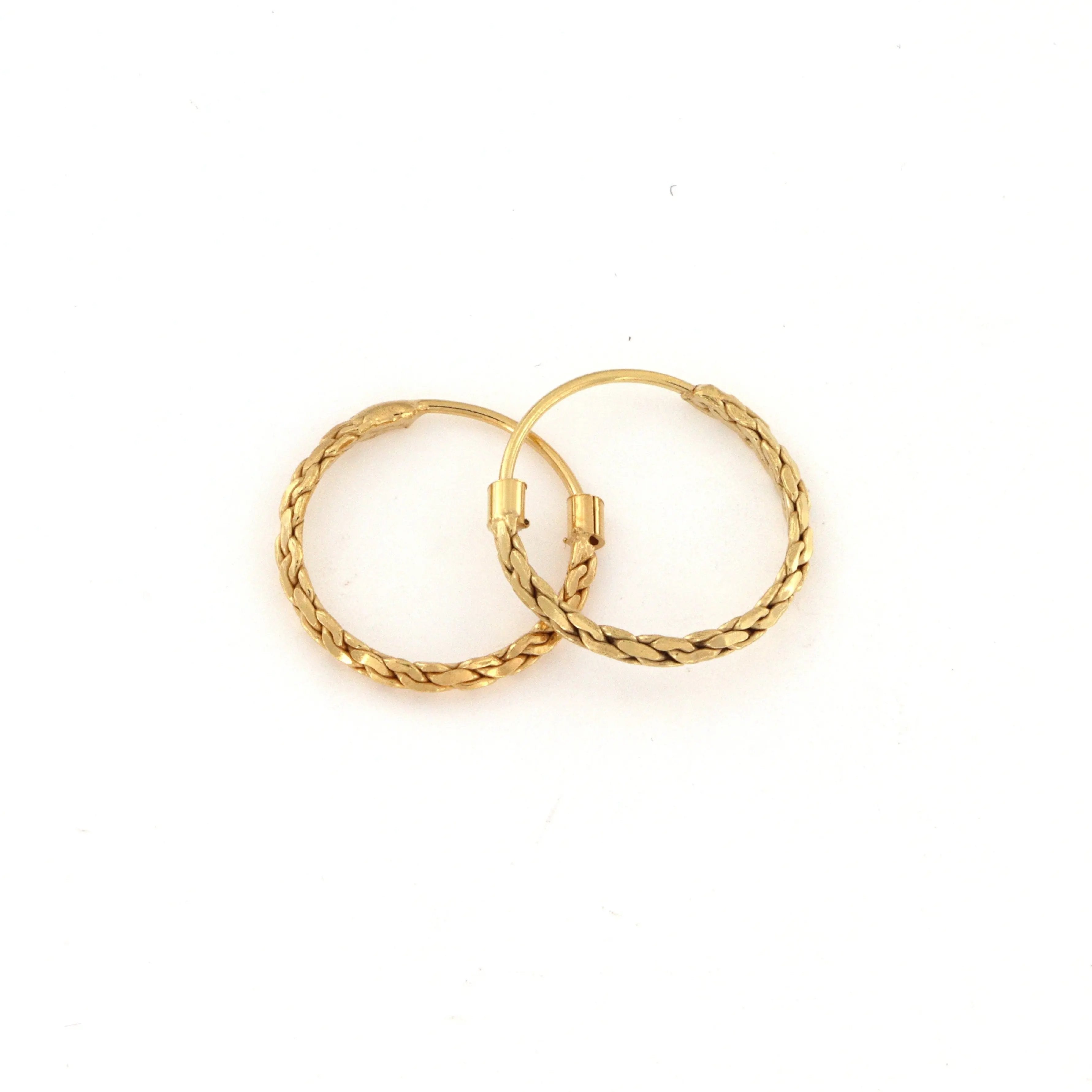 Guld Hoops Flettede Forgyldt Sterlingsølv - Blt Øreringe  - 05740034035160