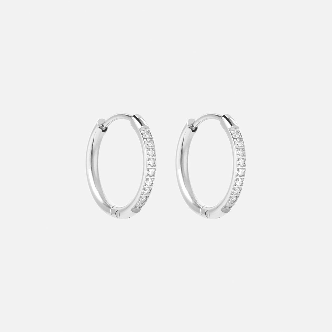 Zircon Hoops Sølvfarvet 16mm - Josephine Nord Øreringe