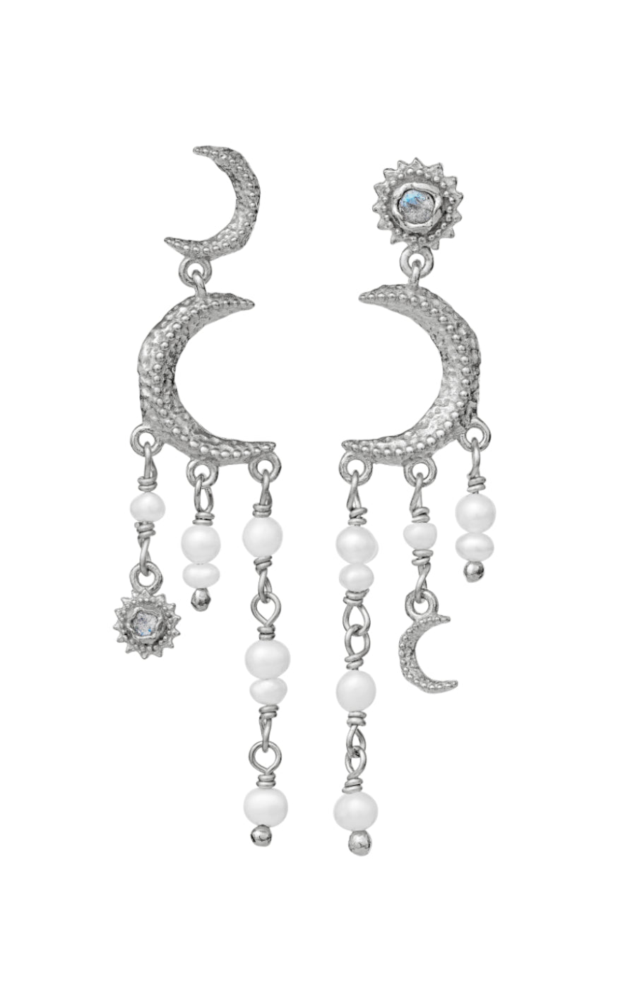 Sølv Maanesten Astrea Silver Colour - Maanesten Øreringe  - 5715336055857