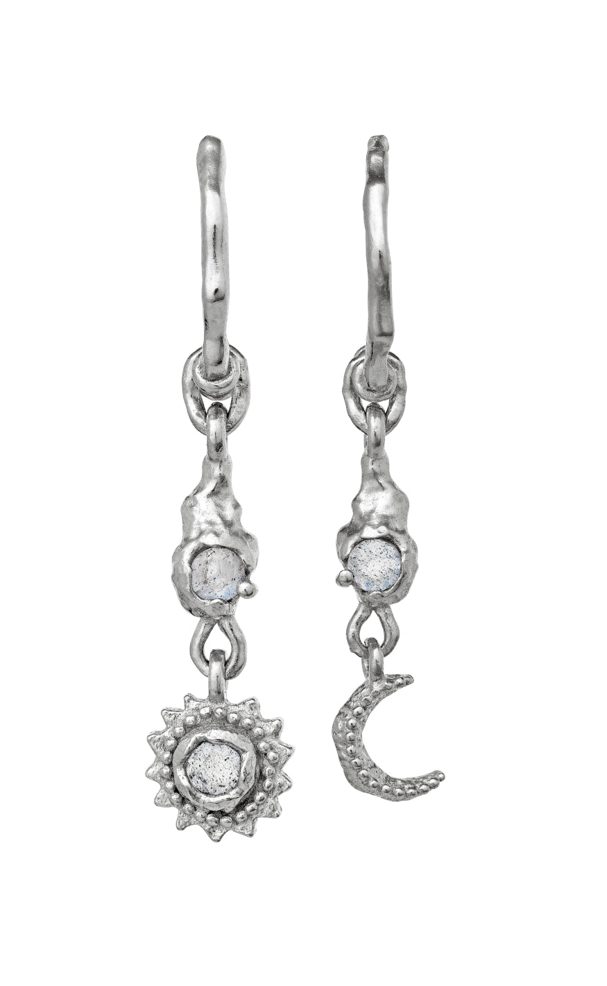 Sølv Maanesten Ember Silver Colour - Maanesten Øreringe  - 5715336056809