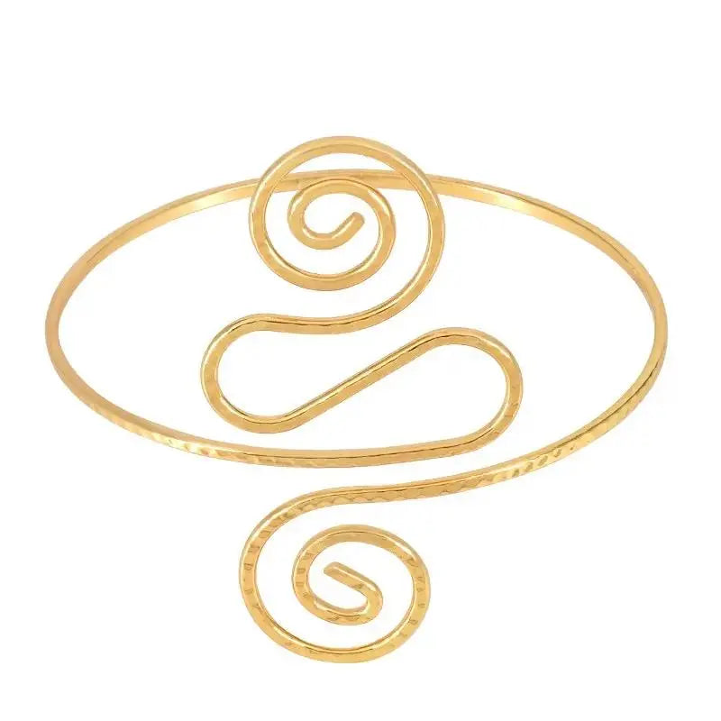 Guld Armbånd åben Armring Med Cirkler Forgyldt Forsølvet Stål Justerbar - Greece Armbånd  - 05740034000915