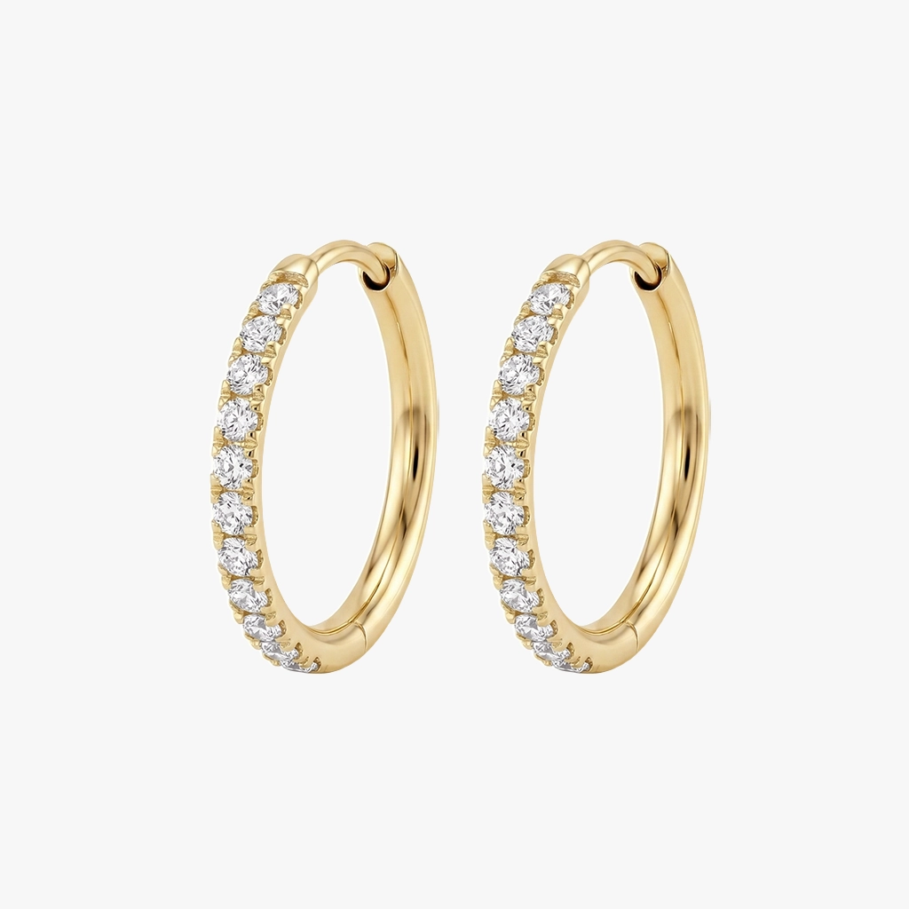Creol øreringe Zirkoner 17mm Slim 18k Jewelries - Øreringe