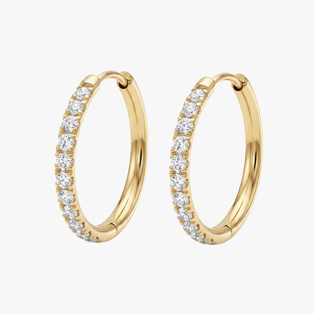 Creol øreringe Zirkoner 19mm Slim 18k Jewelries - Øreringe
