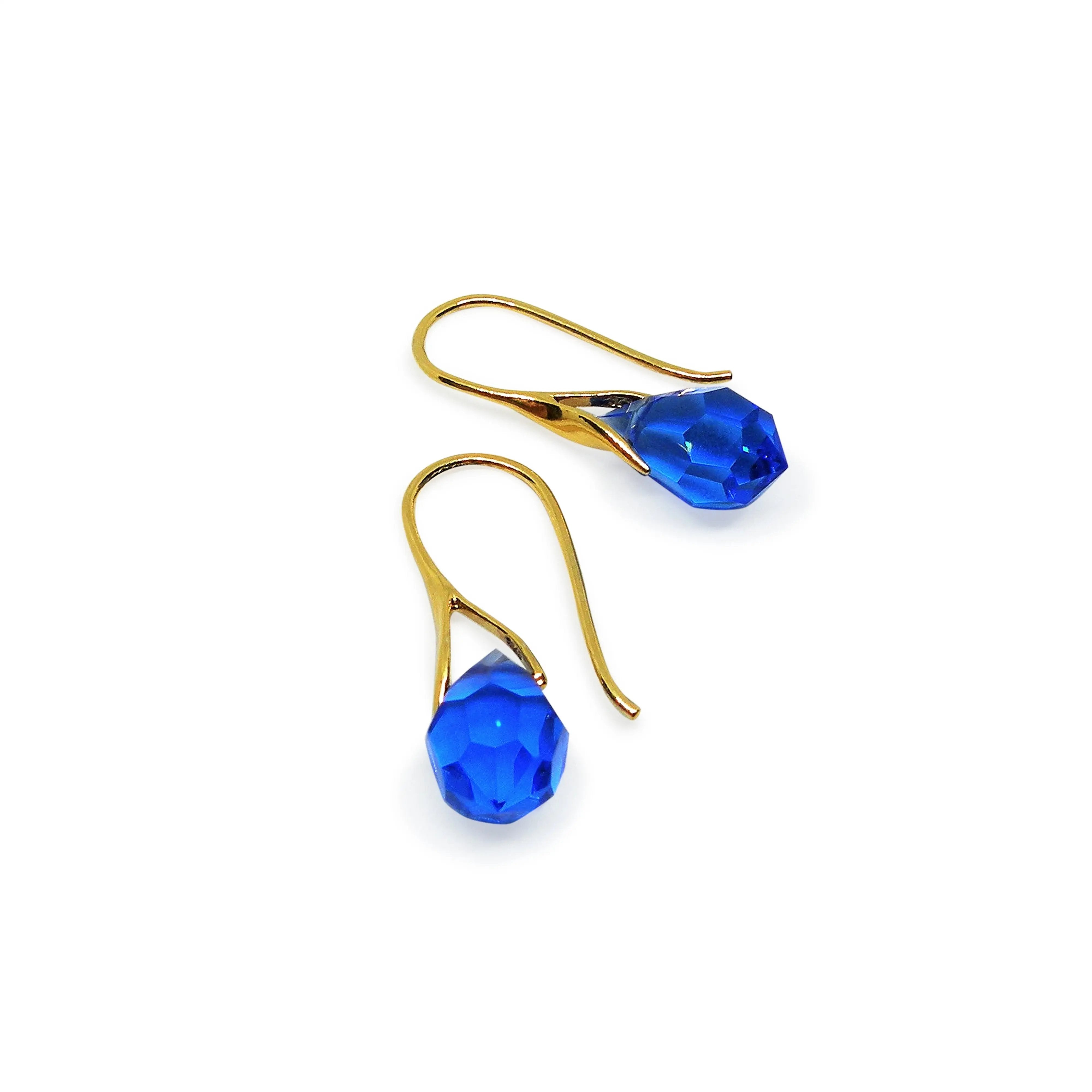 Sølv Med Sapphire Drops Forgyldt Sterling - Øreringe  - 05740034055328