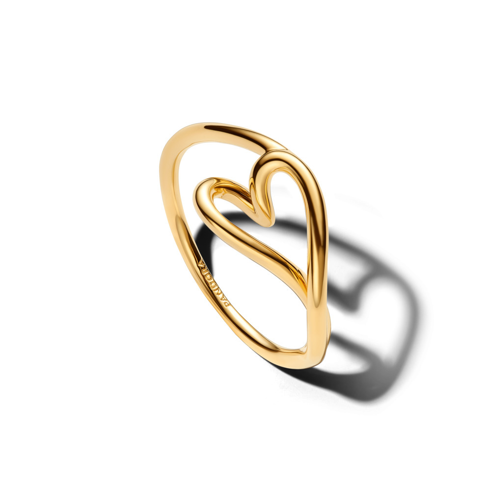 Pandora Organisk Formet Hjerte Ring Som Guldbelagt 164361c00 - Pandora Fingerringe