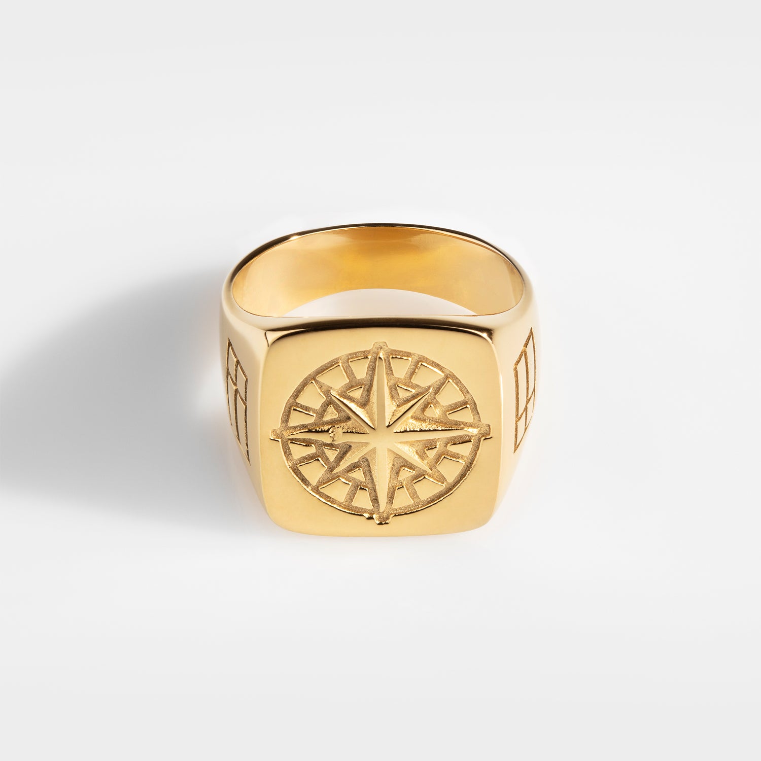 Guldtonet Compass Oversize Signature Ring Str Herre Northern Legacy - Northernlegacy Fingerringe  - 5740028203681
