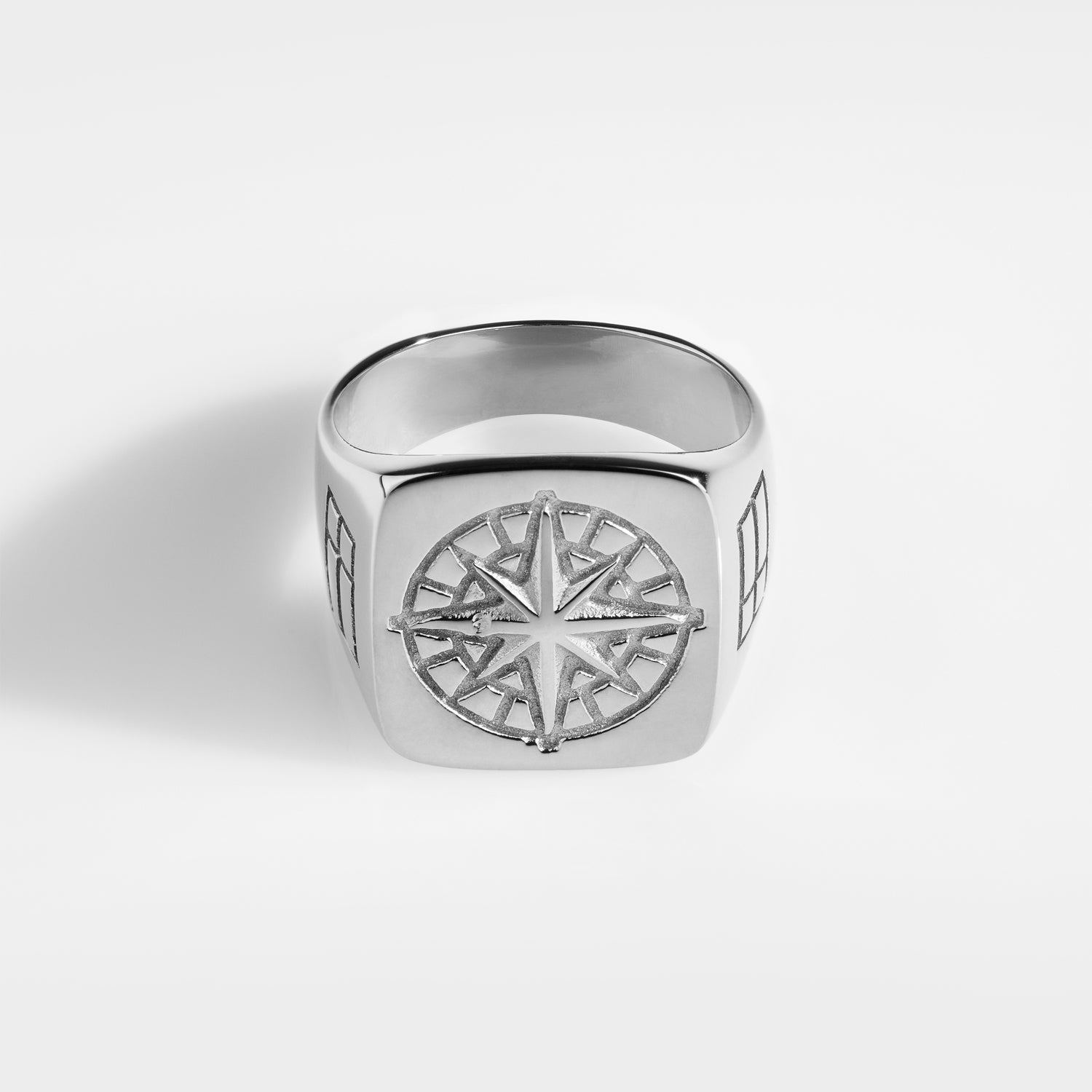 Sølvtonet Compass Oversize Signature Ring Str Herre Northern Legacy - Northernlegacy Fingerringe  - 5740028203742