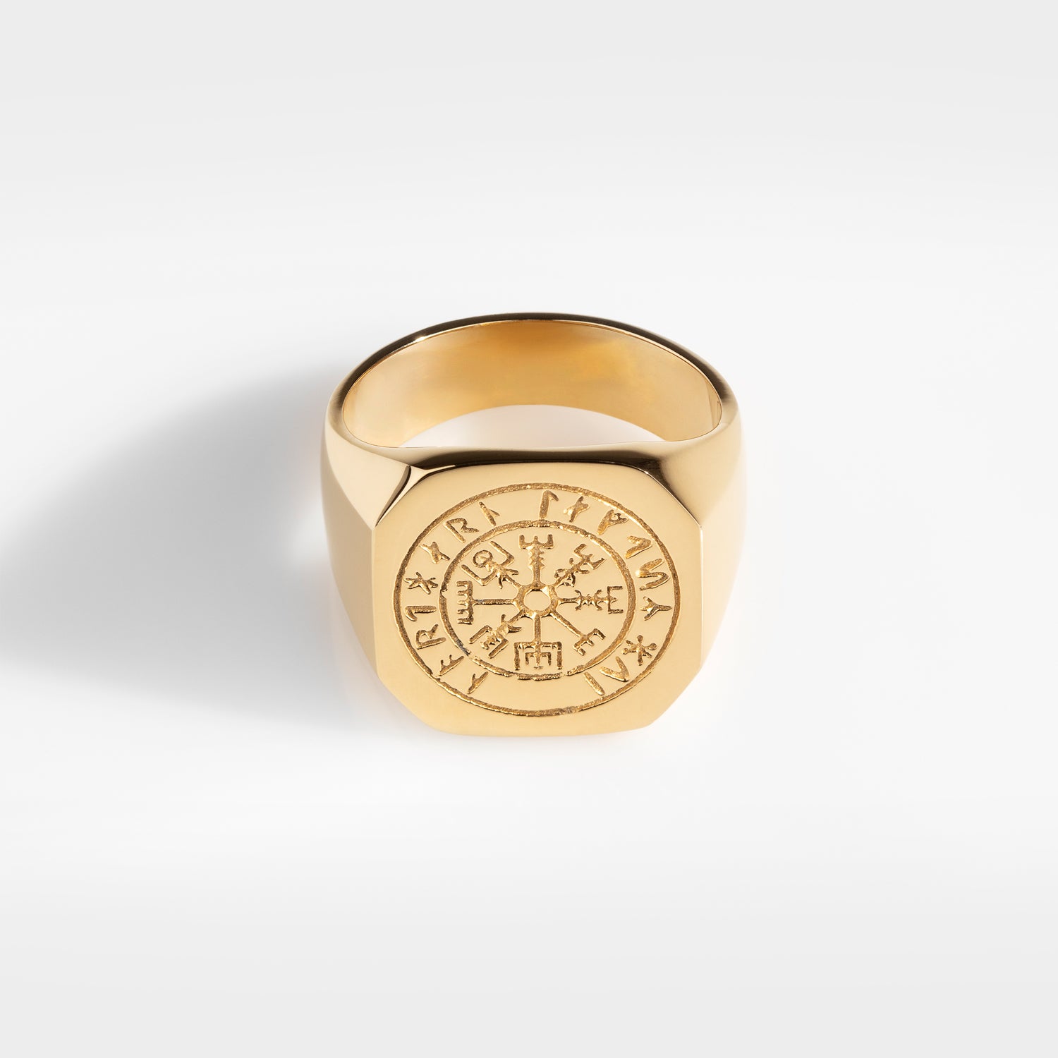 Guldtonet Vegvisir Oversize Signature Ring Str Herre Northern Legacy - Northernlegacy Fingerringe  - 5740028286547