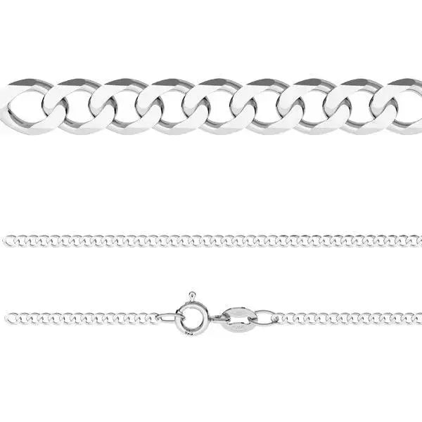 Sølv Halskæde Panser Facet Kæde Sterling 60cm 2mm - Silveks Halskæder  - 05740034056561