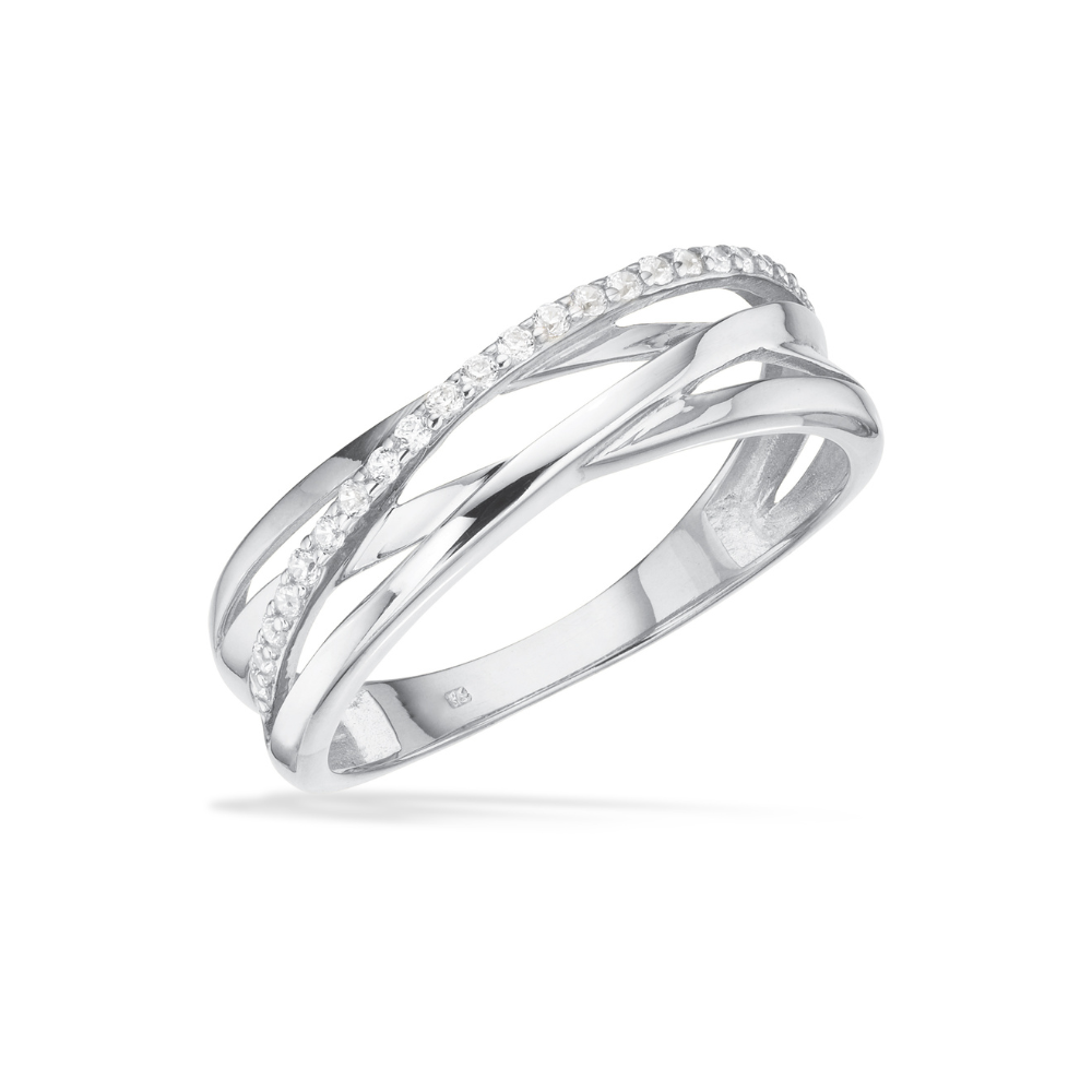 Scrouples Soho Ring Sølv Med Trådbånd Zirkonia 729912 - Scrouples Fingerringe