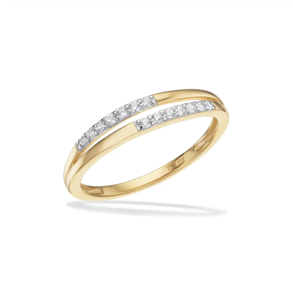 Scrouples Karat Guld Dobbelt Tråd Ring Med Sten Zirkonia 715493 - Scrouples Fingerringe