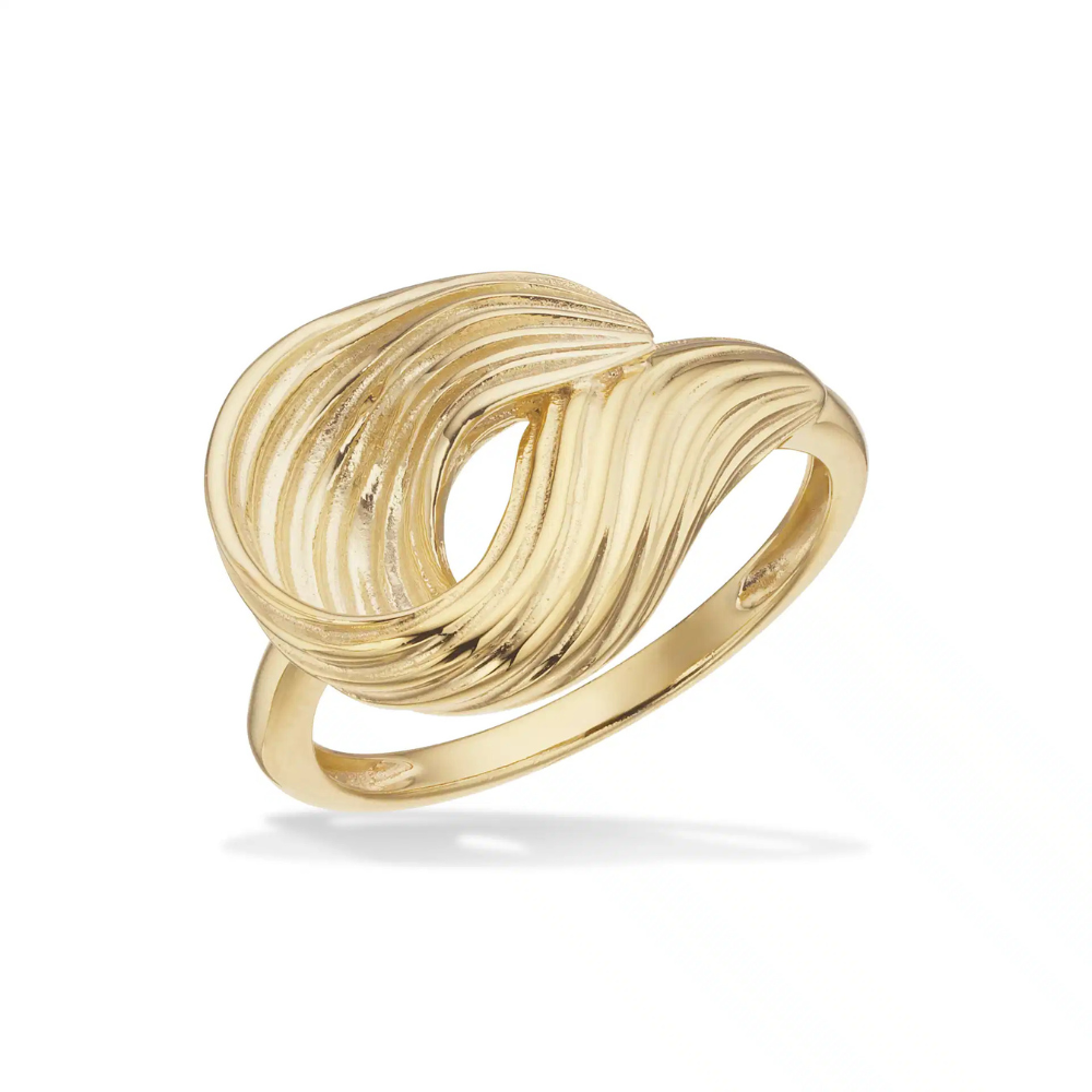 Scrouples Dråbe Ring Forgyldt Sølv Med Pliss Overflade 730482 - Scrouples Fingerringe