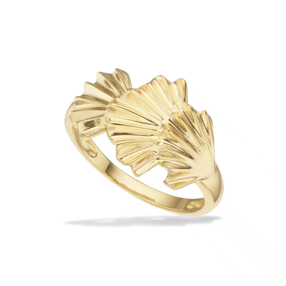 Scrouples Guldbelagt Sølv Ring Med Vifter Pliss Mønster 730462 - Scrouples Fingerringe