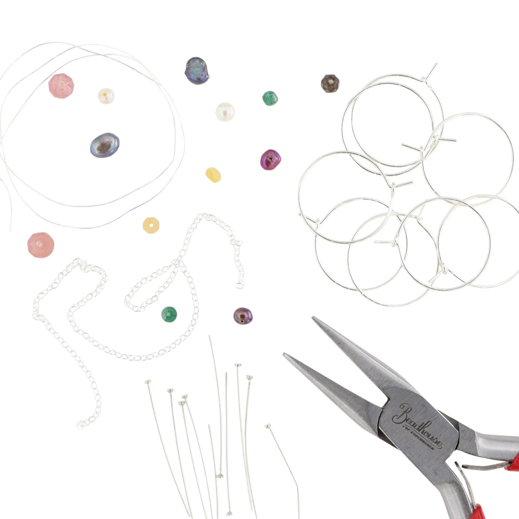 Sølv Diy Kit øreringe Kit Med Halvædelsten Ferskvandsperler Sterling - Øreringe - 05740034009222